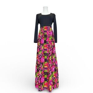 1960s Psychedelic Julie Miller Maxi Dress